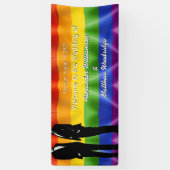 Elegant Modern Gay Men Wedding Rainbow Welcome Spandoek (Verticaal)