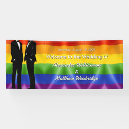 Elegant Modern Gay Men Wedding Rainbow Welcome Spandoek