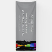Elegant Modern Gay Men Wedding Rainbow Welcome Spandoek (Verticaal)