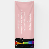 Elegant Modern Gay Men Wedding Rainbow Welcome Spandoek (Verticaal)