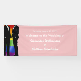 Elegant Modern Gay Men Wedding Rainbow Welcome Spandoek