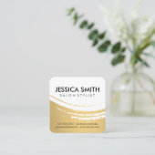 Elegant modern geborsteld goud vierkante visitekaartje (Staand voorkant)