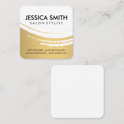 Elegant modern geborsteld goud vierkante visitekaartje (Voorkant / Achterkant)