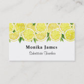 Elegant modern geel citroen patroon visitekaartje (Voorkant)