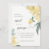 Elegant Modern Geel Groen Waterverf Bloemen Save The Date (Voorkant)