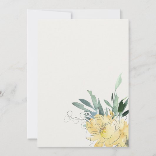Elegant Modern Geel Groen Waterverf Bloemen Save The Date (Achterkant)
