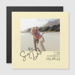 Elegant Modern Geel Save the Date Foto Magnetische Uitnodiging