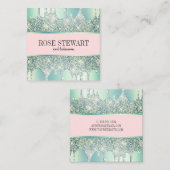 Elegant modern gehakt groen glitter druppelt spijk vierkante visitekaartje (Voorkant / Achterkant)