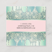 Elegant modern gehakt groen glitter druppelt spijk vierkante visitekaartje (Achterkant)