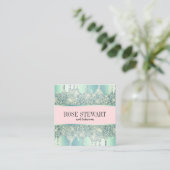 Elegant modern gehakt groen glitter druppelt spijk vierkante visitekaartje (Staand voorkant)