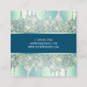 Elegant modern gehakt groen glitter druppelt spijk vierkante visitekaartje (Achterkant)