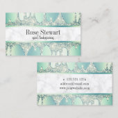 Elegant modern gehakt groen glitter druppelt spijk visitekaartje (Voorkant / Achterkant)