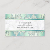 Elegant modern gehakt groen glitter druppelt spijk visitekaartje (Achterkant)