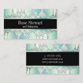 Elegant modern gehakt groen glitter druppelt spijk visitekaartje (Voorkant / Achterkant)