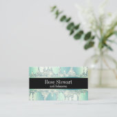 Elegant modern gehakt groen glitter druppelt spijk visitekaartje (Staand voorkant)