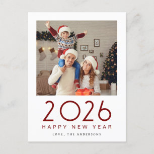Elegant Modern Gelukkig Nieuwjaar 2026 Familiefoto Feestdagenkaart