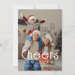 Elegant Modern Gelukkig Nieuwjaar 2026 Familiefoto Feestdagenkaart