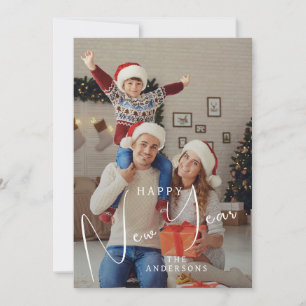 Elegant Modern Gelukkig Nieuwjaar 2026 Familiefoto Feestdagenkaart