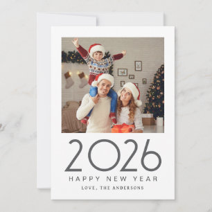 Elegant Modern Gelukkig Nieuwjaar 2026 Familiefoto Feestdagenkaart
