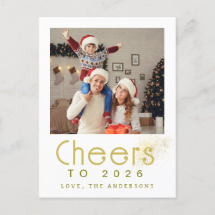Elegant Modern Gelukkig Nieuwjaar 2026 Familiefoto Feestdagenkaart