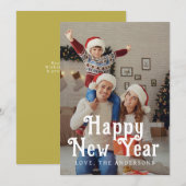 Elegant Modern Gelukkig Nieuwjaar 2026 Familiefoto Feestdagenkaart (Voorkant / Achterkant)
