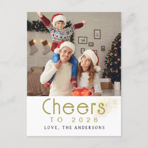 Elegant Modern Gelukkig Nieuwjaar 2026 Familiefoto Feestdagenkaart