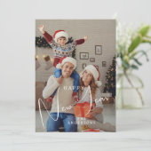 Elegant Modern Gelukkig Nieuwjaar 2026 Familiefoto Feestdagenkaart (Staand voorkant)