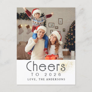 Elegant Modern Gelukkig Nieuwjaar 2026 Familiefoto Feestdagenkaart