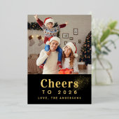 Elegant Modern Gelukkig Nieuwjaar 2026 Familiefoto Folie Feestdagenkaart (Staand Voorkant)