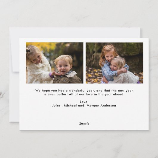 Elegant Modern Gelukkig Nieuwjaar 3 Foto's Script Feestdagenkaart (Achterkant)