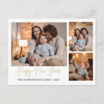 Elegant Modern Gelukkig Nieuwjaar 3 Multi Foto