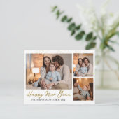 Elegant Modern Gelukkig Nieuwjaar 3 Multi Foto Feestdagenkaart (Staand voorkant)