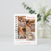 Elegant Modern Gelukkig Nieuwjaar 4 Multi Foto Feestdagenkaart (Staand voorkant)