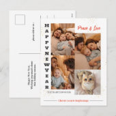 Elegant Modern Gelukkig Nieuwjaar 4 Multi Foto Feestdagenkaart (Voorkant / Achterkant)