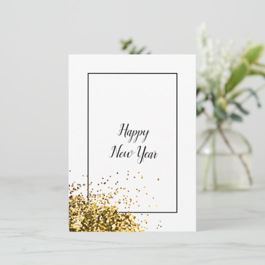 Elegant Modern Gelukkig Nieuwjaar   Feestdagenkaart (Staand voorkant)