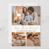 Elegant Modern Gelukkig Nieuwjaar Zwart 3 Collage Feestdagenkaart (Voorkant)