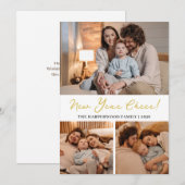 Elegant Modern Gelukkig Nieuwjaar Zwart 3 Collage Feestdagenkaart (Voorkant / Achterkant)