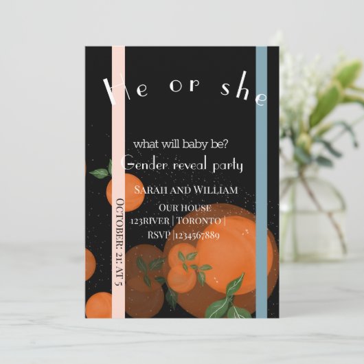 Elegant modern gender onthult uitnodiging (Staand voorkant)