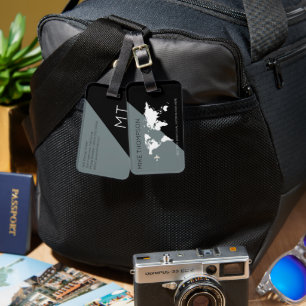 Elegant modern Geometric Grey Black Bagagelabel