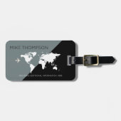 Elegant modern Geometric Grey Black Bagagelabel (Voorkant horizontaal)