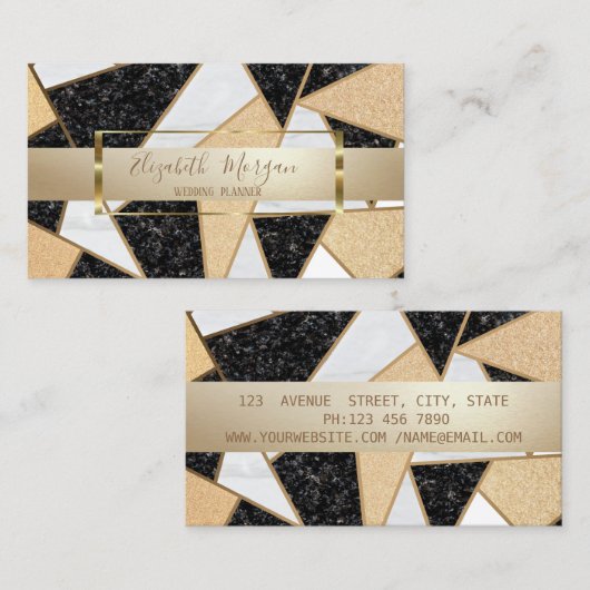 Elegant modern Geometric Marble, Gold Lijst Visitekaartje (Voorkant / Achterkant)