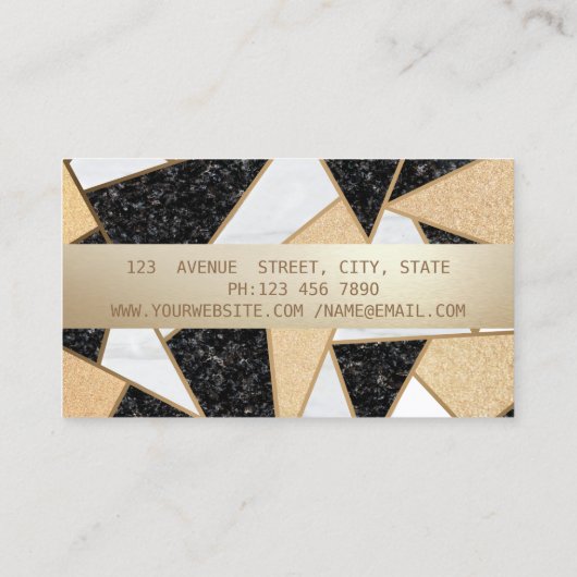 Elegant modern Geometric Marble, Gold Lijst Visitekaartje (Achterkant)