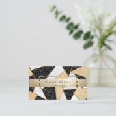 Elegant modern Geometric Marble, Gold Lijst Visitekaartje (Staand voorkant)