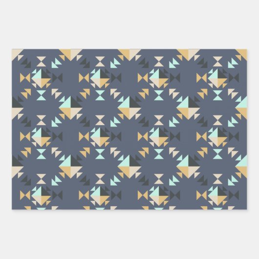 Elegant modern Geometric Quilt Pattern Blue Inpakpapier Vel (Voorkant 2)