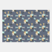 Elegant modern Geometric Quilt Pattern Blue Inpakpapier Vel (Voorkant)
