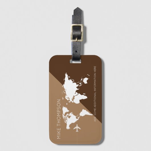 elegant, modern & geometrisch 2-tone Brown Travel Bagagelabel (Voorkant (verticaal))