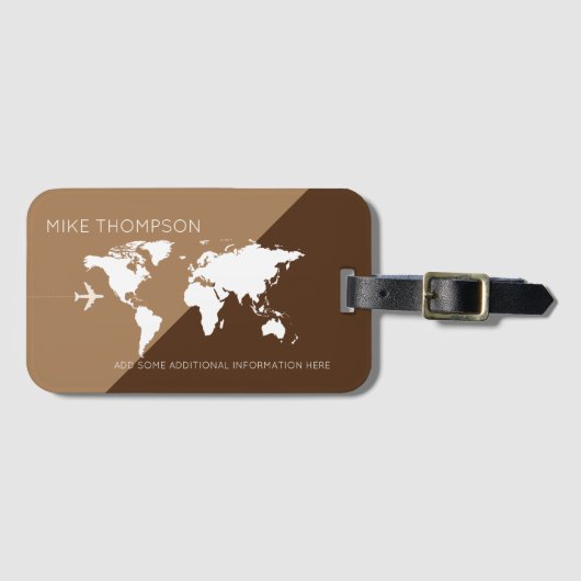 elegant, modern & geometrisch 2-tone Brown Travel Bagagelabel (Voorkant (horizontaal))