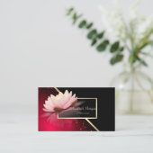 Elegant Modern Geometrisch, Elegant Lotus Red Visitekaartje (Staand voorkant)