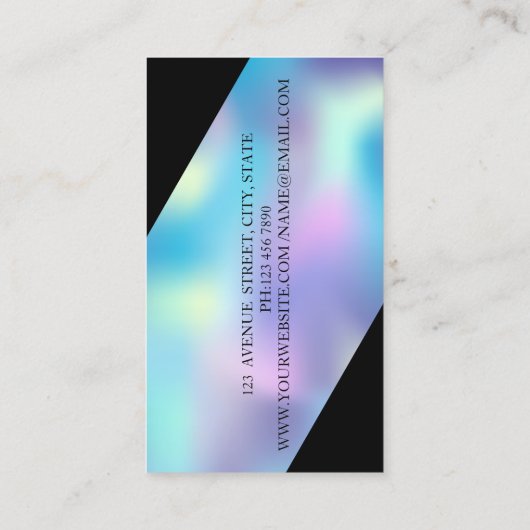 Elegant modern geometrisch holografisch goud visitekaartje (Achterkant)