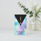 Elegant modern geometrisch holografisch goud visitekaartje (Staand voorkant)